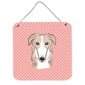 Micasa Checkerboard Pink Borzoi Aluminum Metal Wall Or Door Hanging Prints, 6 x 6 In. MI250736